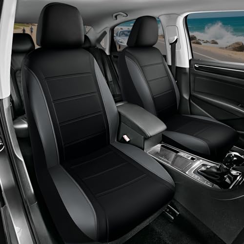 Road Comforts Leather Seat Covers, Breathable Car Seat Covers Full Set for Men,Airbag Compatible, Automotive Seat Covers Set Universal Fit Most Cars,Vans,Truck,SUV - color: Gray Full Set