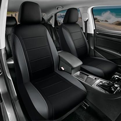Road Comforts Leather Seat Covers, Breathable Car Seat Covers Front Seat for Men,Airbag Compatible, Automotive Seat Covers Set Universal Fit Most Cars,Vans,Truck,SUV - color: Gray Front