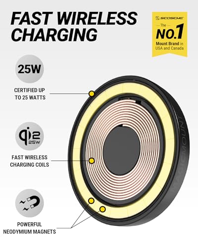 Scosche MPQTRDV Qi2 MagSafe Car Mount Charger 25W Fast Wireless Charging Phone Holder for Vent or Dashboard, Magnetic Cell Phone Mount Compatible with iPhone 17/16/15/14/13 Series & Samsung Galaxy S25 - style: Dash / Vent