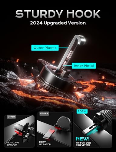 Wireless Car Charger, 15W Fast Charging Car Phone Holder Charger Auto-Clamping Air Vent Car Phone Mount with Blue LED Backlit for iPhone 16 15 14 13 12, Samsung S24 S23 S22, etc