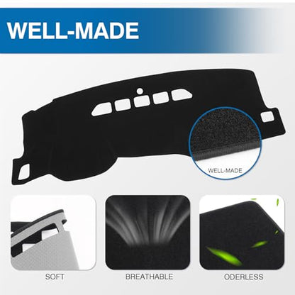 KUST Upgraded Dash Cover for 2007-13 Chevy Silverado & GMC Sierra 1500 2500HD 3500HD & Avalanche, 2007-14 GMC Yukon/Yukon XL/Chevrolet Tahoe/Suburban (Only Fit 2 Glove Box Dash) Black - size: Silverado 07-13(black)