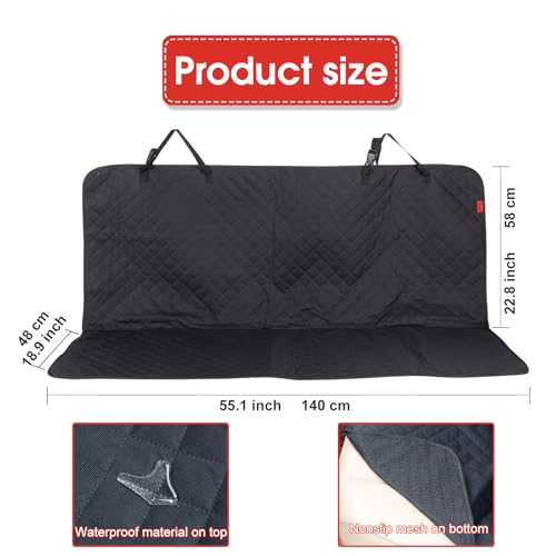 Kaiphy Waterproof Dog Car Seat Cover for Back Seat, Non-Slip & Universal Fit for SUV, Car, Truck with 4 Safety Belt Openings for Secure Travel