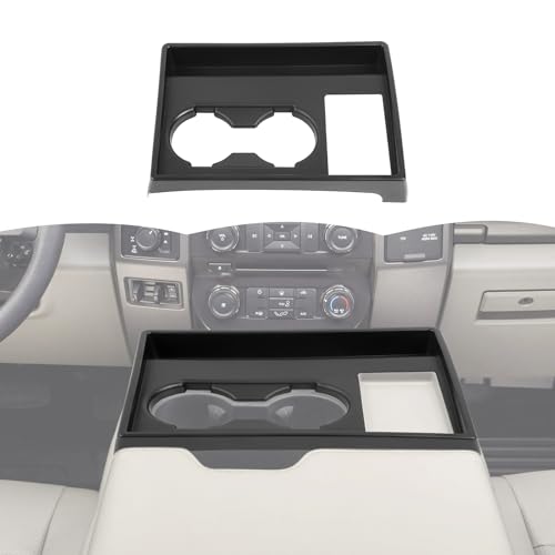 RT-TCZ Front Cup Holder Storage Box Tray Organizer Interior Accessories for Ford F250/F350/F450/F550 (2015-2020) - size: 2015-2020