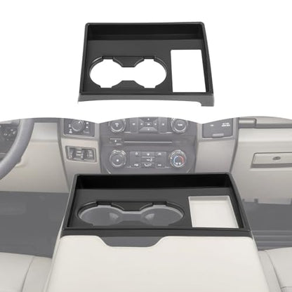 RT-TCZ Front Cup Holder Storage Box Tray Organizer Interior Accessories for Ford F250/F350/F450/F550 (2015-2020) - size: 2015-2020