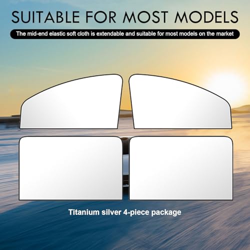 4 PCS Car Side Window Glass Sunshade, 24.41" x 18.9" x 12.99" Front Side Window + 31.5" x 18.9" Rear Side Window Privacy Protection Full Light Blocking Sunshade, for Most Cars (Silver) - color: Silver
