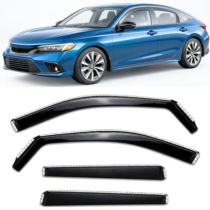 2022-2026 in-Channel Rain Guards for Honda Civic Hatchback Side Window Visor Deflectors HB LX EX-L Sport Touring Hybrid Tinted Vent Shades Protectors 2023 2024 2025 - size: For Honda Civic Hatchback 2022-2026 (In-Channel)