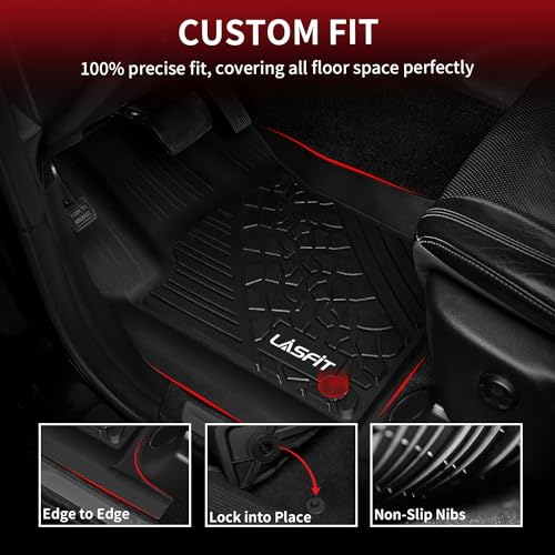 LASFIT Floor Mats & Trunk Mat for Jeep Grand Cherokee 2016-2021 Grand Cherokee WK 2022 All Weather TPE Custom Fit Car Cargo Liner Black - style: Grand Cherokee 16-21