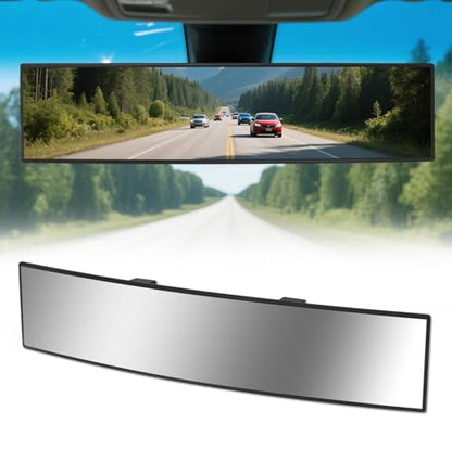 Rear View Mirror, Chrome Anti-glare Panoramic Rear Mirrors Universal 16 Inch Convex Interior Clip on Extra Big Wide Angle Rearview Mirror Extender to Reduce Blind Spot for Pickup Truck Van - size: 16 Inch