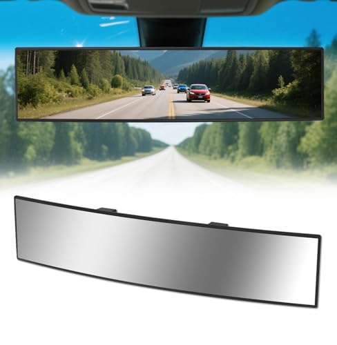 Rear View Mirror, Chrome Anti-glare Panoramic Rear Mirrors Universal 16 Inch Convex Interior Clip on Extra Big Wide Angle Rearview Mirror Extender to Reduce Blind Spot for Pickup Truck Van - size: 16 Inch