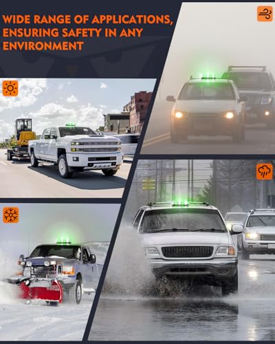 LUMENIX LED Roof Top Strobe Beacon Light Bar Rooftop Security Warning Emergency Flashing Plow Lights for Construction Vehicles Tow Commercial Trucks Postal Cars Snowplow - Green White - color: Green and White