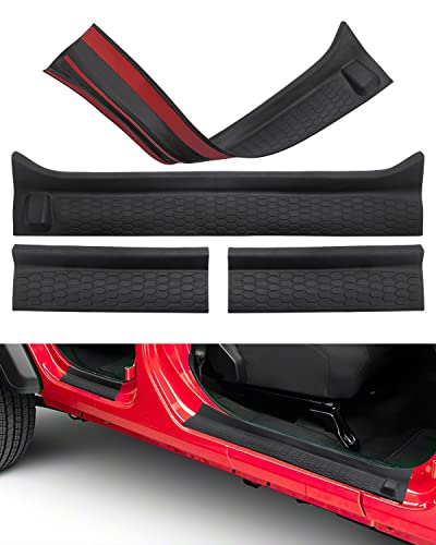 Door Sill Guards Kit for Gladiator JT Wrangler JL 4 Doors 2018-2026, Door Entry Guard Protector Accessories - Black Entry Scuff Plate Cover (4pcs Set)