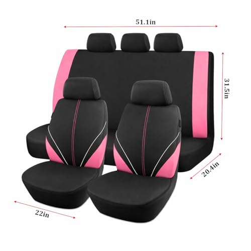 Mandark Car Seat Cover Full Set, Beathable Waterproof Heavy-Duty Vehicle Front and Rear Split Bench Seat Covers, Auto Interior Chair Protector, Universal for SUV Automobile Truck (Pink) - color: Pink
