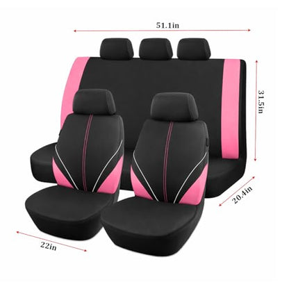 Mandark Car Seat Cover Full Set, Beathable Waterproof Heavy-Duty Vehicle Front and Rear Split Bench Seat Covers, Auto Interior Chair Protector, Universal for SUV Automobile Truck (Pink) - color: Pink
