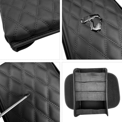 Zxiaochun Center Console Cover Compatible with Ford Bronco 2021 2022 2023 2024 2025 2026 2/4-Door, Armrest Lid Leather Protector Interior Accessories, with Side Pockets - size: Black with Side Pockets