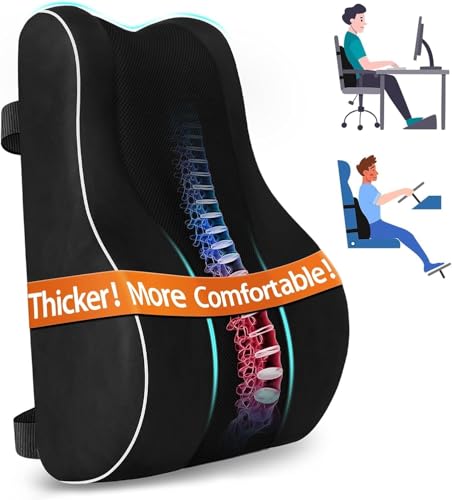 CloudBliss Ergonomic Lumbar Support Pillow – Memory Foam for Lower Back Pain Relief, Adjustable Straps & Mesh Cover for Office, Gaming, Car Seat & Home Essentials (XL, Black) - color: Black, size: Large