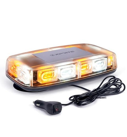 Xprite Upgraded 12" 72LED Rooftop Mini Strobe Lights, Emergency Safety Flashing Beacon Light Bar with Magnetic Base for 12V-24V Construction Vehicles, Trucks, Snow Plow, Postal Car (Mix White/Amber) - color: Mix White/Amber
