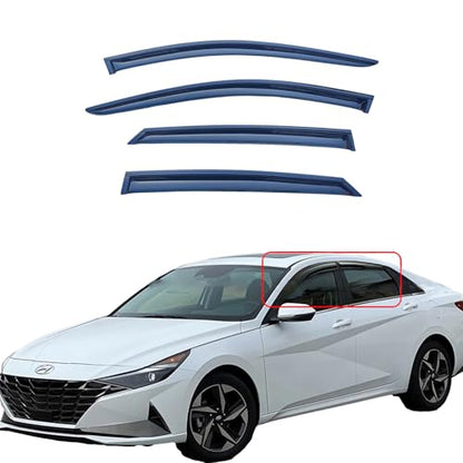 Tape On Window Visors Compatible with Elantra 2021-2024, Side Vent Window Deflector Rain Guard Shade, Truck Accessories-4pcs, Smoke - size: For Elantra 21-24