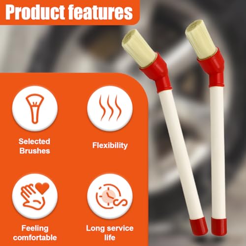 2PCS Car Curved Tire Mounting Paste Lube Brush, 45 Degree Angle Head Auto Wheel Applicator Brush with 11" Plastic Handle, Rim Deep Cleaning Tool for Easy Lubricant Application(Red) - color: Red