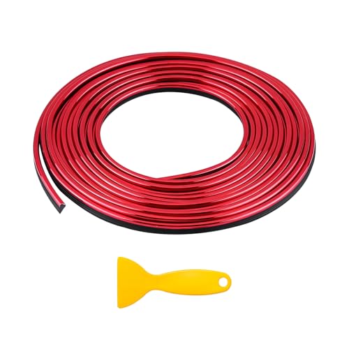 Car Interior Trim Strips, 16.4ft Styling Door Dashboard Decoration with Installing Tool, DIY Flexible Moulding Line Filler Insert Strip for Automotive Door & Dashboard Gap (Red) - color: Red, size: 16.4FT