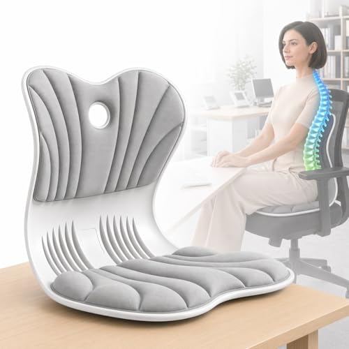 Ergonomic Lumbar Support Cushion for Back Support & Pain Relief | 6-Zone Pressure Distribution Posture Corrector for Office Chair, Car Seat, Desk, etc. | Great Mother’s Day Gift (Gray) - color: Gray