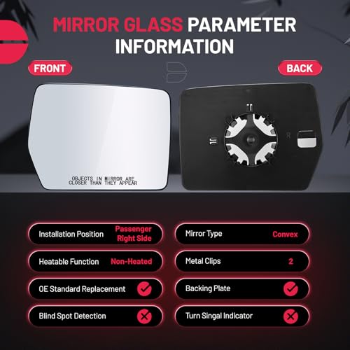 BDFHYK Mirror Glass Compatible With 2004-2010 F-150 Convex rear view mirror with backing plate, Replaces 4L3Z17K707AB (Right Side) - size: Right Passenger Side, style: 2005-2010 F-150