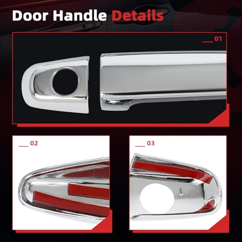 cciyu Chrome ABS Door Handle Cover Exterior for Toyota 4Runner (2003-2009), Avalon (2006-2011), Camry (2007-2011), Highlander (2008-2013) - Car Door Handle Cover (4PCS)