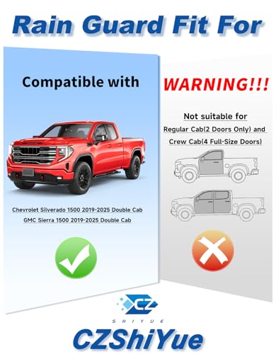 in-Channel Window Rain Guards Fit for Chevy Silverado & GMC Sierra 1500 Double Cab 2019-2026 Rain Guard Truck Extra Window Durable Deflectors Side Window Vent Visors Shades Car Accessories - size: For 2019-2026 Silverado/Sierra 1500 Double Cab