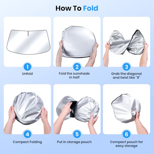 Canvcle Windshield Sun Shade for Hyun-dai Ioniq 5 Accessories 2022-2025 2026 Upgraded Double-Layer Front Window Sunshade Cover Sun Visor Protector Foldable Block UV Rays Keep Vehicle Cool - size: 1PCS Hyundai Ioniq 5 2022-Present