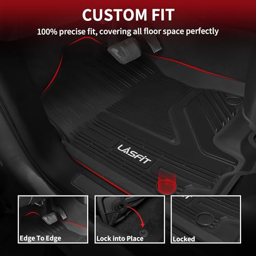 LASFIT Floor Mats for Ram 1500 2019-2024 Crew Cab and Quad Cab Front, Bucket Seat, All Weather TPE Custom Fit Car Mats Truck Front Liners 1st Row Only, Black - style: 1) 1500 | 2019-2024 | Crew Cab Front Floor Mats