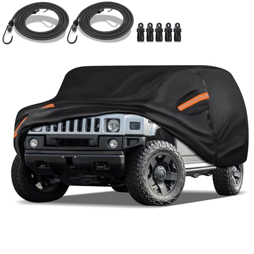 16-Layer Special Full Car Cover Fit for 2003-2009 Hu-mmer H2, Ultra Heavy 600D Oxford Cloth, All-Weather Protection Summer Sun Exposure and Winter Snow Rain Dust UV, Black - color: Fit for 2003-2009 Hum-mer H2