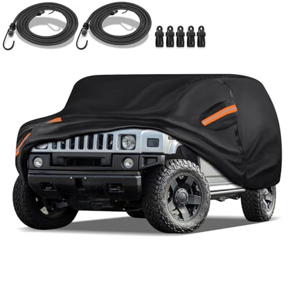 16-Layer Special Full Car Cover Fit for 2003-2009 Hu-mmer H2, Ultra Heavy 600D Oxford Cloth, All-Weather Protection Summer Sun Exposure and Winter Snow Rain Dust UV, Black - color: Fit for 2003-2009 Hum-mer H2