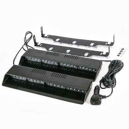 2 in 1 LED Emergency Dash Strobe Light Bar Front/Rear Windshield Safety Flashing Warning Hazard Interior Lights for Police Firefighter Construction Vehicles Trucks (2x14 inch, White/Green) - color: #13 White/Green