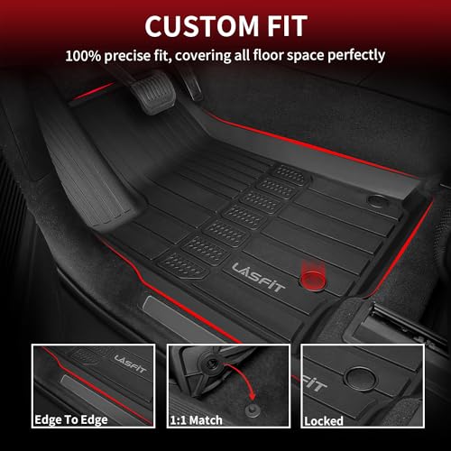 LASFIT Floor Mats for Jeep Grand Cherokee L 2021-2025 2026 (ONLY for 6 Seaters Without Center Console) All Weather Custom Fit Car Floor Liners Trunk Mat Black - style: Grand Cherokee L 6 Seats 21-26