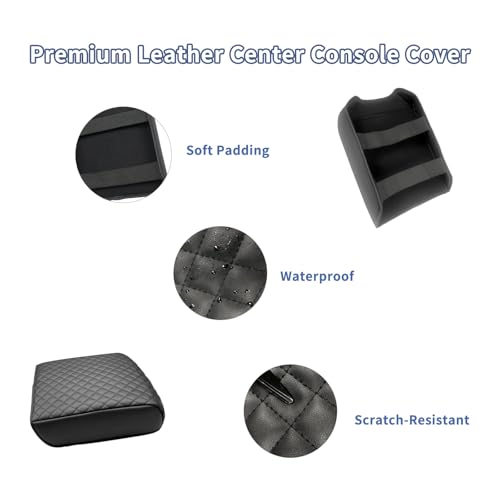 Zxiaochun Center Console Cover for 2021 2022 2023 2024 2025 2026 Ford F150, Armrest Lid Leather Protector, Middle Console Cushion Interior Accessories (Bucket Seat Only) - size: For 2021+ F150 Bucket Console