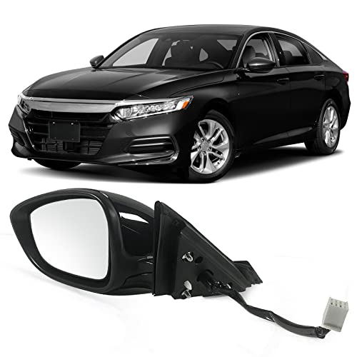 Left Driver Side Door Mirror For Honda Accord LX, Sport 2018-2022 丨 Power 丨 Non-Heated No-Turn signal Match to Black Paint Replaces HO1320328 76258-TVA-A02 (3pin) - color: Black, size: 3pins-left