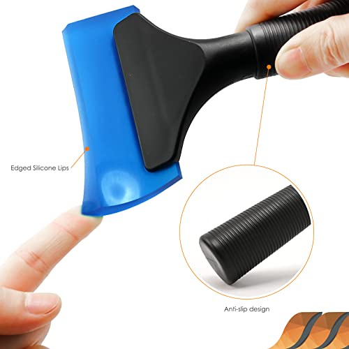 EHDIS Small Squeegee 5 inch Rubber Window Tint Windshield Scraper for Car,Glass, Mirror, Shower, Door,Bathroom Cleaning(Blue) - color: Blue