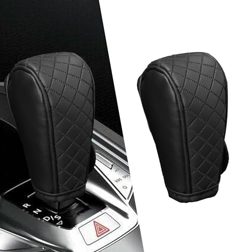 Car Gear Shift Cover, Anti-Slip Leather Shift Knob Cover for Shift Lever Protection, Universal Car Decorative Accessories Shifter Stick Protector Suitable for Cars,Trucks,SUVs (Black) - color: Black