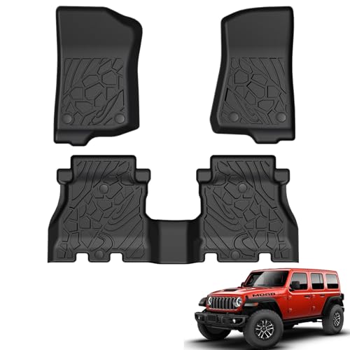 Floor Mats for Jeep Wrangler JL Gas 2026 2018-2025 4-Door Unlimited (Not for JK/PHEV/2-Door), TPE All Weather Durable Floor Liners for Wrangler Accessories - size: 2018-2026 | For Jeep Wrangler JL Gas