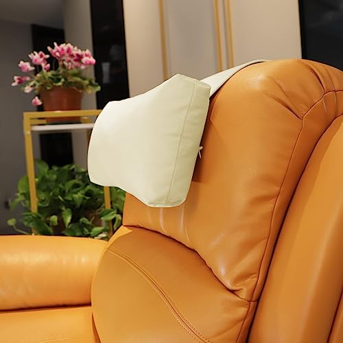 Non-Slip Head Pillow for Recliners - Neck Support Cushion with Velvet Cover for Pain Relief at Home, Office and Travel (Ivory) - color: Ivory