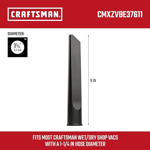 CRAFTSMAN CMXZVBE38611 1-1/4 in. Crevice Tool Wet Dry Vac Attachment, Industrial-Grade Shop Vacuum Accessory for Cleaning Tight Spaces, Fits 1-1/4 in. Hose Diameter - size: Crevice Tool