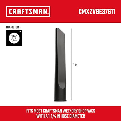 CRAFTSMAN CMXZVBE38611 1-1/4 in. Crevice Tool Wet Dry Vac Attachment, Industrial-Grade Shop Vacuum Accessory for Cleaning Tight Spaces, Fits 1-1/4 in. Hose Diameter - size: Crevice Tool