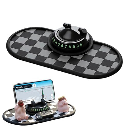 Mobile Phone Bracket Anti-Slip Mat,2026 New Multifunction Car Dashboard Mat with Temporary Parking Number Sticker,Universal Car Organizer Non-Sticky Pad for Phones Sunglasses Keys Gadgets (Grey) - color: Grey