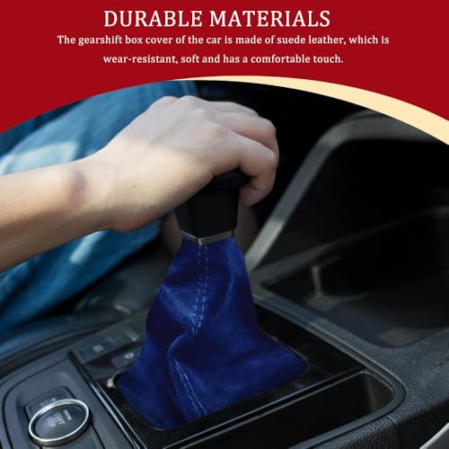 Car Shift Boot Cover, Stick Shift Cover, Suede Leather Manual Automatic Car Shifter Lever Knob Dust Protector, Dustproof Gear Shift Protection Sleeve Gaiter for Sedan Truck (Dark Blue) - color: Dark Blue
