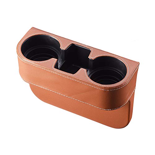 Brown Multifunctional Car Cup Holder Car Seat Organizer Gap Filler Bottle Phone Storage Organizer - color: Brown