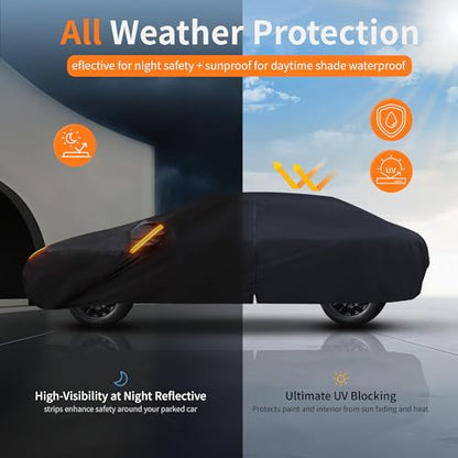 Waterproof Car Cover All-Weather,Full Exterior Automobiles Cover for Sedan 179-185 inch Universal Fit Toyota Corolla/Prius, Honda Civic, VW Jetta, Kia Forte, Nissan, Hyundai Elantra etc. - size: Fit Sedan Length 179-185 inch(3L)