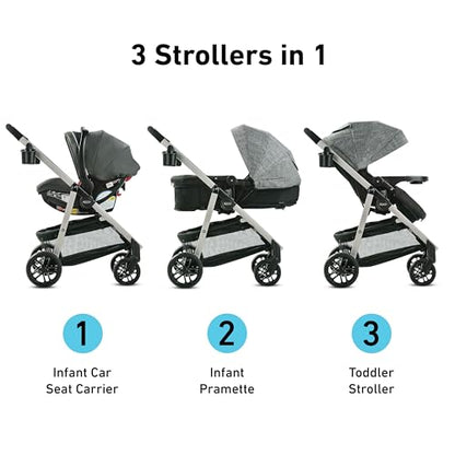 Graco® Modes Pramette Travel System, Includes Baby Stroller with True Pram Mode, Reversible Seat, One Hand Fold, Extra Storage, Child Tray and SnugRide 35 Infant Car Seat, Ontario - color: Ontario, style: No Style Name