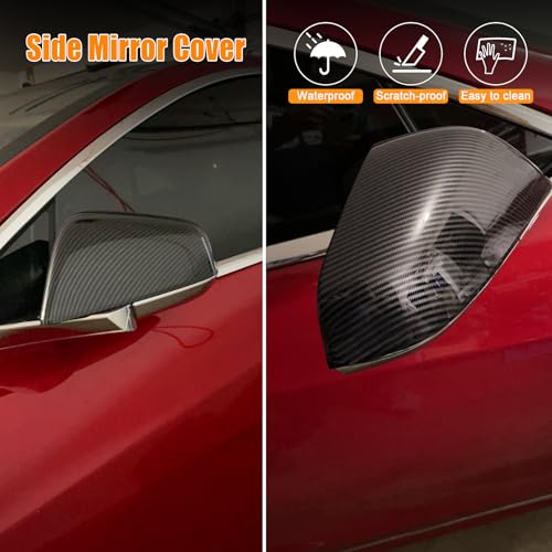 Side Mirror Cover Compatible with Tesla Model X 2017-2020, Mirror Cover Cap Trim (Carbon Fiber Style) - color: Carbon Fiber