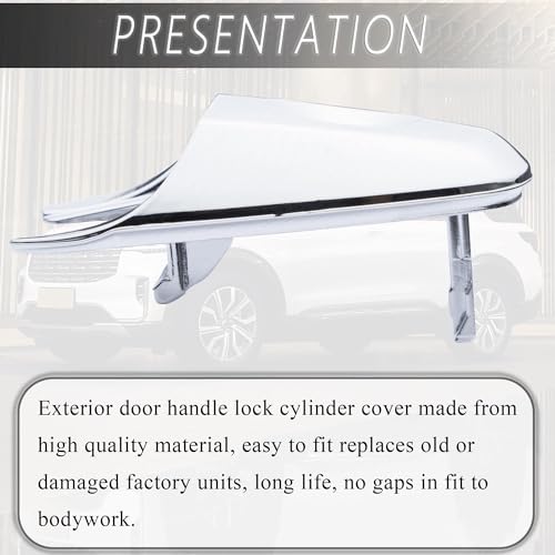 Exterior Door Handle Lock Cylinder Cover Compatible with 2011-2019 Explorer Flex Edge MKX Front Driver Side (Chrome) Replace BA1Z78218A14A, BA1Z-78218A14-A