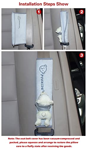 Tianmei 2Pcs Bear Doll Styling Faux Suede Car Seat Belt Strap Cover Shoulder Strap Pad (Gray Color) - color: Bear Gray - 2PCS