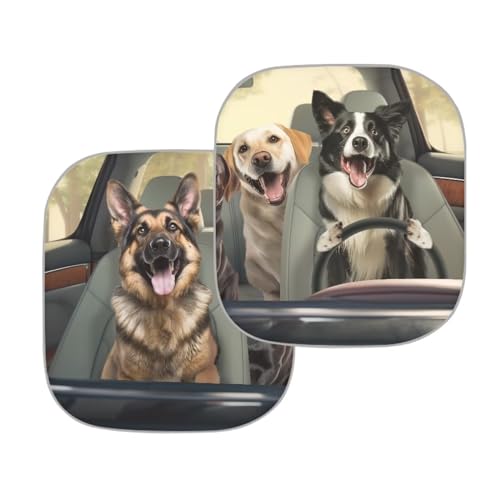 AFPANQZ Dog Cool Pattern Car Windshield Sun Shades Visor Car Front Rear Window Cover Sunshade UV Protector Universal Fit Sun Blocks Window Pop Up Folding Sunshades - color: Dog Cool Pattern